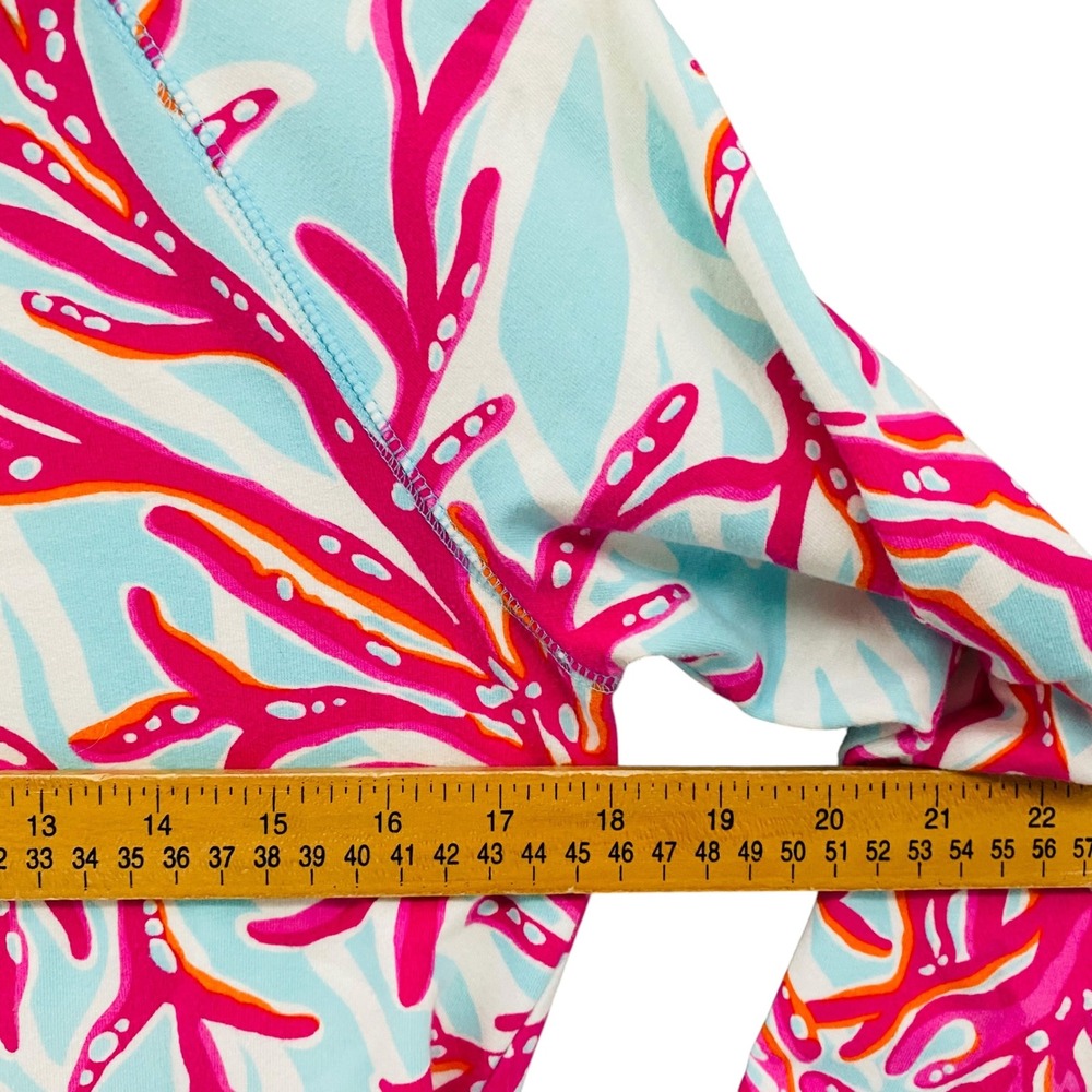 Lilly Pulitzer Skipper Popover Coral Bay Half Zip Sweatshirt Blue Pink Small - Picture 9 of 10